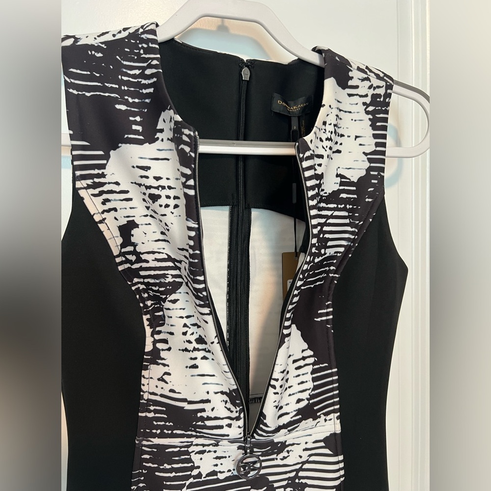Donna Karan New York Sleeveless Black/White Floral Midi Dress 2 - Picture 4 of 10